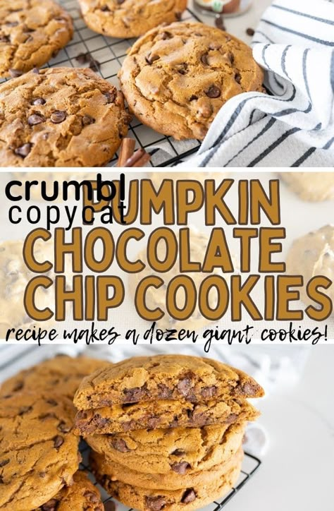 Crumbl Pumpkin Chocolate Chip Cookie - Cooking With Karli Crumbl Cookie Copycat Pumpkin Chocolate Chip, Crumble Cookie Copycat Recipe Pumpkin Chocolate Chip, Crumble Pumpkin Chocolate Chip Cookies, Jessie James Decker Pumpkin Chocolate Chip Cookies, Carmel Pumpkin Cookies Crumbl, Crumble Cookie Copycat Recipe Pumpkin, Cookies With Karli, Crumbl Cookie Copycat Pumpkin, Pumpkin Crumble Cookies