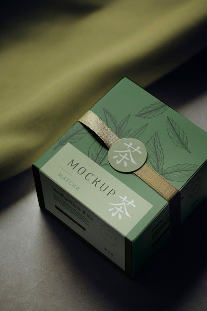 Matcha tea packaging mockup design | Premium Psd #Freepik #psd Mandala Packaging Design, Tee Packaging Design, Tea Packaging Mockup, Tea Sachet Packaging Design, Tea Brand Logo Design, Tea Packaging Design Boxes, Matcha Packaging Design, Herbal Tea Packaging Design, Tea Bags Packaging