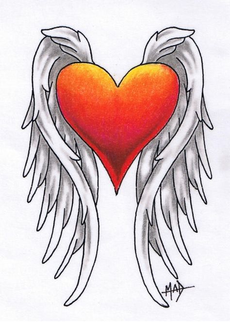 Portfolio Reference, Heart With Wings Tattoo, Supraviețuire Camping, Wing Tattoo Designs, Wings Drawing, Angel Wings Tattoo, Wing Tattoo, Heart Tattoo Designs, Angel Heart