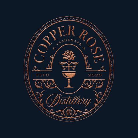 Distillery Logo Design, Alcohol Logo Design, Retro Corporate, Vintage Card Design, Floral Restaurant, Social Media Manager Website, Vintage Badge Logo, Tea Graphic, Luxury Graphic Design