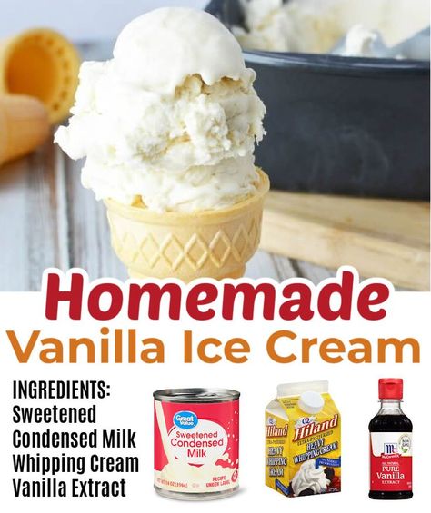 Homemade Vanilla Ice Cream Recipe, Easy Ice Cream Recipe, Vanilla Ice Cream Recipe, Ice Cream Mixture, Yogurt Ice Cream, Homemade Vanilla Ice Cream, Ice Cream Ingredients, Easy Ice Cream, Homemade Ice Cream Recipes