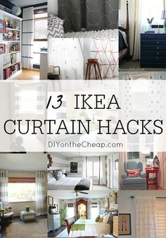 These ideas are genius! Customize IKEA curtains and save a ton of money on window treatments. Curtain Hacks, Inexpensive Window Treatments, Ikea Curtain, Construction House, Ikea Curtains, Ikea Hack Ideas, Ikea Furniture Hacks, Decor Ikea, Diy Ikea Hacks