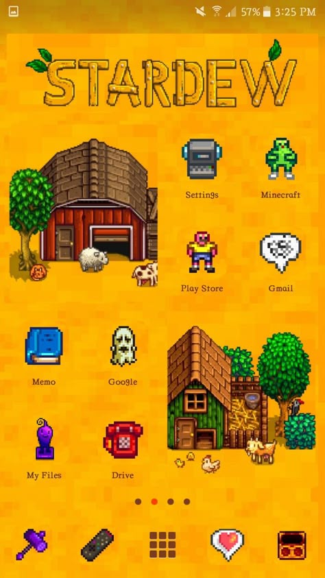 Stardew Valley Homescreen, Stardew Valley Aesthetic, Valley Aesthetic, Kawaii Things, Iphone Home Screen Layout, Screen Layout, Phone Aesthetic, Japanese Kawaii, Phone Theme