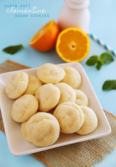 Super Soft Clementine Sugar Cookies - Soft, citrusy sugar cookies are the perfect use for clementines, lemons, oranges, or any of your favorite citrus fruits. | thecomfortofcooking.com Clementine Recipes, Granola Parfait, Lemon Sugar Cookies, Lemon Poppyseed Muffins, Chewy Sugar Cookies, Soft Cookie, Cookies Ingredients, Dessert Bars, Christmas Baking