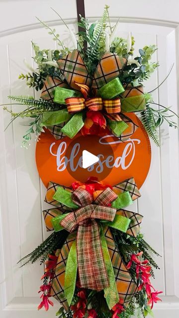 @thecraftymom16 on Instagram: "Fall door hanger with faux greenery and florals  https://thecraftymom16.etsy.com #homedecor #falldecor #wreathmaking #fallwreath #fall" Diy Fall Swag, Fall Swags For Front Door Diy, Fall Wreath Tutorial, Make A Door, Fall Door Hanger, Fall Swags, Fall Door Hangers, Faux Greenery, Wooden Door Hangers