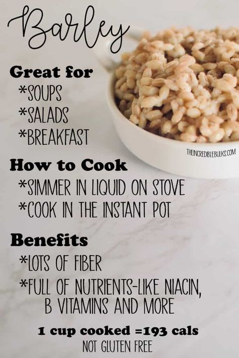 How To Cook Barley For Soup, Barley Breakfast Recipes, Barley Breakfast, Barley Recipes, Grains Recipes, Gluten Free Substitutes, How To Cook Barley, Barley Recipe, Bowl Of Oatmeal