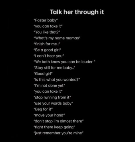 Talking Her Through It Spicy, Relationship Nicknames For Him, Dark Romance Nicknames, Thigh Hand Placement, Dirty Texting Quote For Her, Talking Through It Spicy, Discord Abt Me Idea, Spicy Things To Say To Your Girlfriend