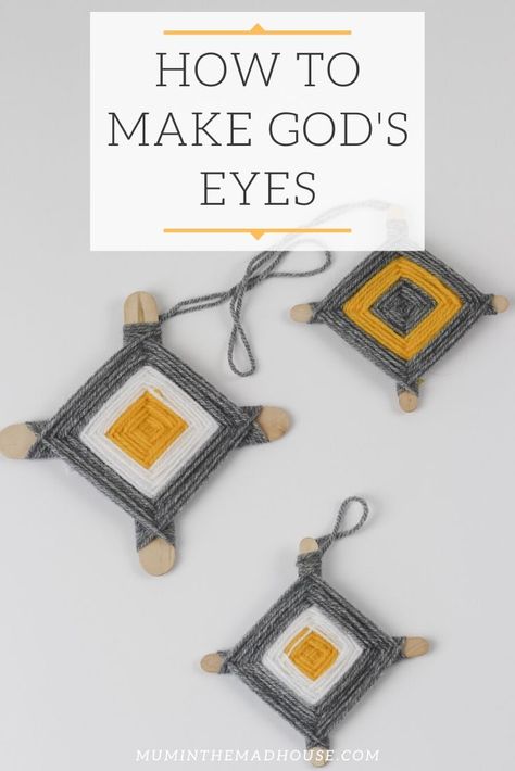 God's Eye Craft How To Make, Crochet Gifts Patterns, Eye Printable, God Eye, God's Eye Craft, Yarns Ornaments, Yarn Crafts For Kids, Easy Yarn Crafts, International Craft