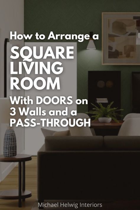 Get inspired by a real-life square room transformation. 🌟 Discover creative ways to center furniture, increase scale, and maintain visual flow in your space. Living Room Designs Square, Living Room With 3 Doorways, Living Room With Lots Of Doorways, How To Zone A Large Living Room, Creating Zones In Living Room, 9x9 Living Room Layout, Square Living Room Dining Room Combo, Living Room Pass Through, Small Pass Through Living Room Layout