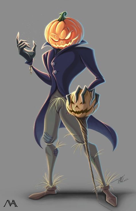 ArtStation - Pumpkin King, Tyler Mahn Pumpkin Reaper, King Character, Batman Art Drawing, Freddy Krueger Art, King Painting, Pumpkin Man, Pumpkin King, Headless Horseman, Creepy Pictures