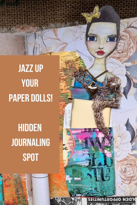 At the moment everyone is talking about paper dolls, everyone is talking about collage fodder, everyone is making collage fodder... you can see paper dolls in every variation... but I think it's totally time to jazz up our paper dolls and create a hidden journaling spot inside of a paper doll! Collage Fodder, Making Collage, Journal 3, Paper Doll, Junk Journals, Paper Dolls, Promo Codes, Things To Think About, Mixed Media