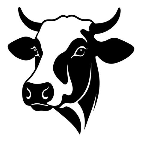 Cow Silhouette Tattoo, Cow Vector Illustration, Cow Logo Design Ideas, Cow Face Drawing, Cow Head Silhouette, Cow Outline, Cow Icon, Cow Silhouette, Solar Logo