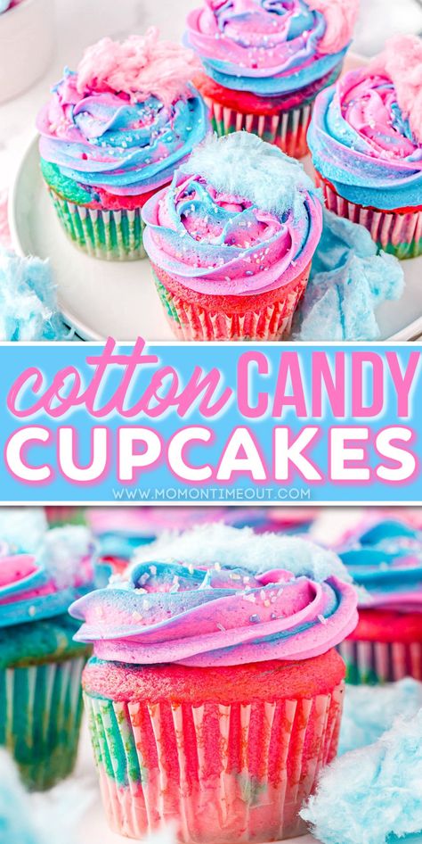 Cotton Candy Recipe, Colored Cupcakes, Cotton Candy Cupcakes, Cotton Candy Cakes, Candy Cupcakes, Delicious Cupcakes Recipes, Birthday Blast, Cotton Candy Flavoring, Candy Cupcake