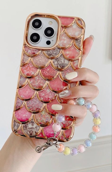 3D Scale Pattern Bead Bracelet Electroplated Phone Case For iPhone 14 13 12 11 Pro Max Iphone 13pro, Scale Pattern, Luxury Phone Case, Stylish Phone Case, Cute Phone Cases, Bead Bracelet, Case For Iphone, Phone Case, Tablet