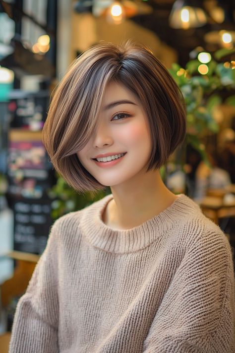 Discover the elegance of a chic Korean short hairstyle women are embracing everywhere. This fashionable look features soft layers that frame the face beautifully, combined with textured ends for a playful finish. Perfect for any occasion, it gives off an effortlessly stylish vibe that highlights your unique features. Try this trendy cut to elevate your look and explore other captivating styles with us! #shorthairstylewomen #Korean Short Hair Korean Style, Korean Short Hairstyle, Jayne Matthews, Good Haircut, Short Hairstyle Women, Korean Short, Short Hair Tomboy, Korean Short Hair, Short Hair Images