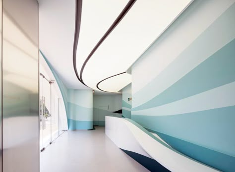 Hospital Wall Design, School Office Design, Ocean Interior Design, Oil Factory, Hospital Ward, Healthcare Interior Design, Mural Abstract, Cabinet Medical, Clinic Interior