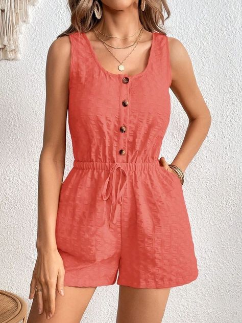 Women's Summer Outfits, Outfits Sleeveless, Rosa Coral, Sleeveless Rompers, Friend Outfits, Sleeveless Jumpsuits, Looks Vintage, Western Outfits, Summer Outfits Women