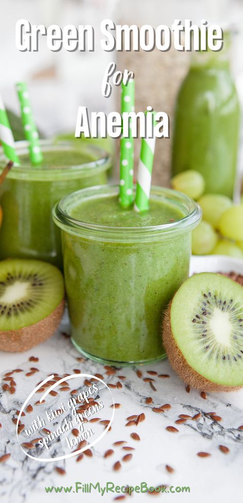 a green smoothie for anemia recipe idea to create that is high in iron mixed with spinach and vit c to absorb the iron, so healthy. Smoothie Recipes For Iron Deficiency, Iron Rich Green Smoothie, Healthy High Iron Recipes, Low Iron Smoothies, Juicing For Low Iron, High Iron Salad Recipes, Iron Filled Smoothies, Smoothies High In Iron, Juicing For Iron Deficiency