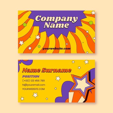 Flat design retro business card template | Premium Vector #Freepik #vector #contact-card #card-template #visit #card Cue Card Mc, Retro Card Design, Cue Card Design, Business Card Design Creative Ideas, Visiting Cards Design, Cue Card, Retro Business Card, Business Card Stand, Visit Card