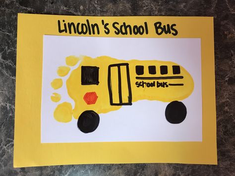 School Bus Footprint Art Back to School art #schoolbus #schoolbusart #backtoschool #infantart #infanttwo School Bus Art, School Bus Crafts, Back To School Crafts For Kids, Bus Crafts, School Keepsake, School Kids Crafts, Transportation Crafts, Baby Art Projects, Footprint Crafts