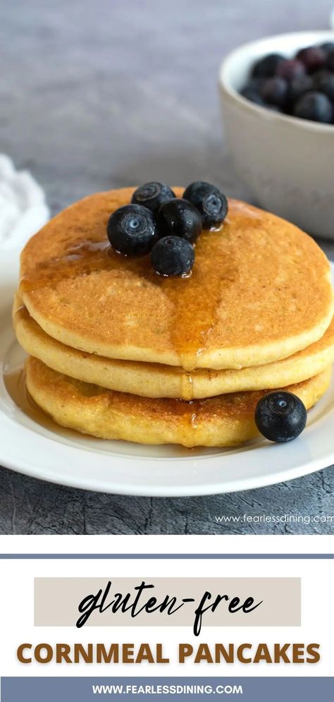 Gluten Free Cornmeal Pancakes, Cornmeal Recipes, Cornmeal Pancakes, Freeze Pancakes, Flavored Pancakes, Gluten Free Scones, Wheat Recipes, Gluten Free Recipes For Breakfast, Gluten Free Pancakes