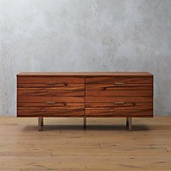 Crimped Gold Leaf Low Dresser | CB2 Low Dresser, Bedroom Addition, Mid Century Modern Dresser, Dresser Storage, Modern Bedroom Furniture, Wood Dresser, Simple Table, Modern Dresser, Bedroom Furniture Dresser