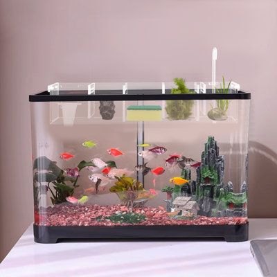 High transparency, elegant and beautiful. External filter box for aquariums and fish tanks. | Tucker Murphy Pet™ Divergent Rectangle Aquarium Tank 5.0 x 7.0 x 17.0 in, Acrylic | C006144391 | Wayfair Canada 40 Gallon Aquarium Stand, 20 Gallon Fish Tank, 75 Gallon Aquarium Stand, 20 Gallon Aquarium Stand, Betta Fish Tank Ideas, Desktop Aquarium, Turtle Aquarium, Fish Tank Filter, Fish Tank Cleaning