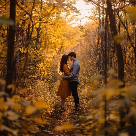 8 Stunning Fall Engagement Picture Ideas: Capture Beautiful Moments – See Tips - Yeah Weddings Fall Winter Couple Pictures, Fall Woods Engagement Photos, Unique Fall Engagement Photos, Fall Rustic Engagement Photos, February Engagement Photos, Fall/winter Engagement Photos, Outdoor Fall Engagement Photos, Nature Engagement Shoot, Couples Photography Poses Outdoors