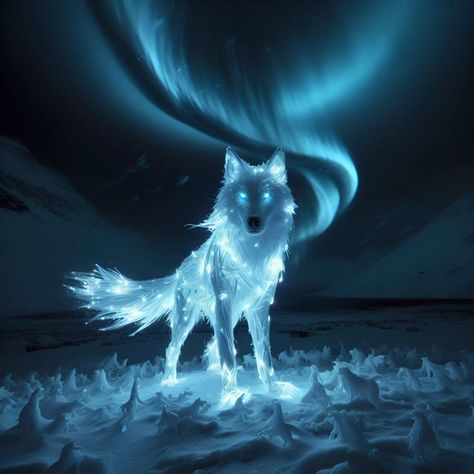 Wolf Patronus Art, Wolves Fantasy Art, Giant White Wolf, Elemental Wolves, White Wolf With Blue Eyes, Mystical Wolf Art, Wolf Fantasy Art, Wolf Patronus, Patronus Art