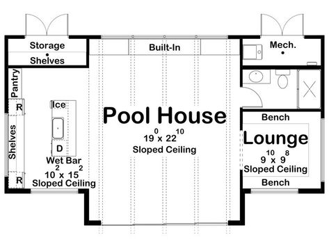 Pool House Designs Layout, Pool House Floor Plans, Garage Pool House, Backyard Pool House, Pool House Cabana, Pool Guest House, Modern Pool House, Guest House Plans, Gazebo On Deck