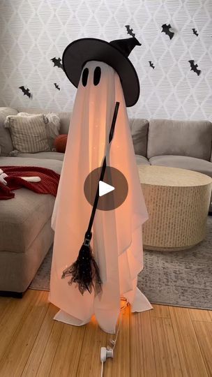 Making the viral tomato cage ghost, but with a witchy twist!  This DIY was so easy to do. All you | Making the viral tomato cage ghost, but with a witchy twist!  This DIY was so easy to do. All you need is a tomato cage, 6” styrofoam ball, string... | By House Dreams | Facebook Tomato Cage Witch Diy, Tomato Cage Ghost, Diy Tomato Cage, Tomato Cage Crafts, Outdoor Ghosts, Cage Decor, Halloween Crafting, Happy Halloweenie, Spooky Food