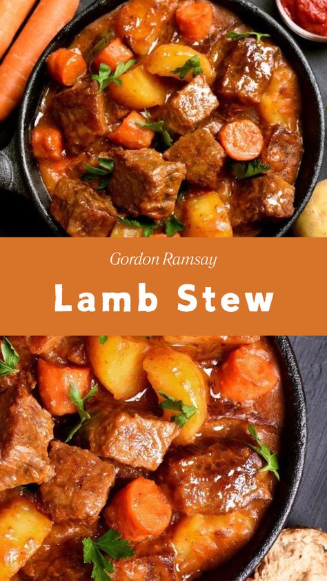 Gordon Ramsay Lamb Stew French Lamb Stew, Lamb Shoulder Stew, Slow Cooked Lamb Stew, Gordon Ramsay Side Dishes, Lamb Dishes Main Courses, Lamb Stew Recipes Slow Cooker, Lamb Stew Meat Recipes, Mutton Stew Recipes, Lamb Stew Crockpot