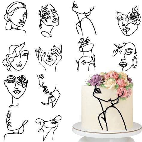 60 Th Birthday Cake Woman, Lady Face Cake, Face Cake Topper, Face Cake, Baking Decor, Shaped Cakes, Silhouette Cake Topper, Art Cakes, Silhouette Cake