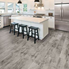 Select Surfaces Southern Gray Spill Defense Laminate Flooring - Sam's Club Best Lvp Flooring, Gray Wood Floors, Rustic Laminate Flooring, Pergo Flooring, Installing Hardwood Floors, Lvp Flooring, Grey Laminate, Grey Flooring, Floor Colors