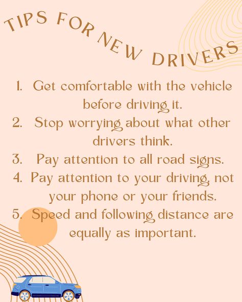 Are you the proud parent of a new driver in the family? Driving is a big responsibility and comes with a lot of risks. To make sure your new driver stays safe and learns to drive properly, here are some helpful tips to share! If you had to give one piece of advice to a new driver, what would it be? #TipsForNewDrivers #DrivingTips Drivers Training Tips, Driver Ed Notes, Driving Lessons Tips, Learning How To Drive, Driving Manifestation, Driving Inspiration, Drivers Aesthetic, Confident Driver, Driving Hacks