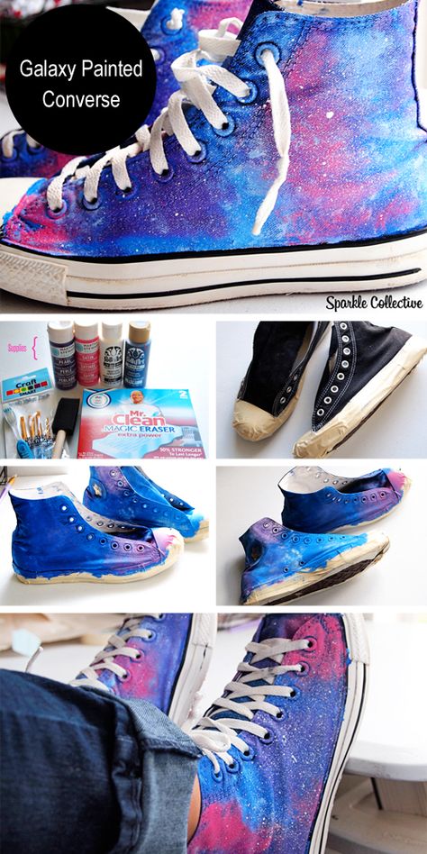 DIY Painted Converse Sneakers Pictures, Photos, and Images for Facebook, Tumblr, Pinterest, and Twitter Diy Galaxie, Galaxy Crafts, Painted Converse, Galaxy Converse, Diy Galaxy, Diy Clothes Refashion, Diy Vetement, Diy Bricolage, Galaxy Painting