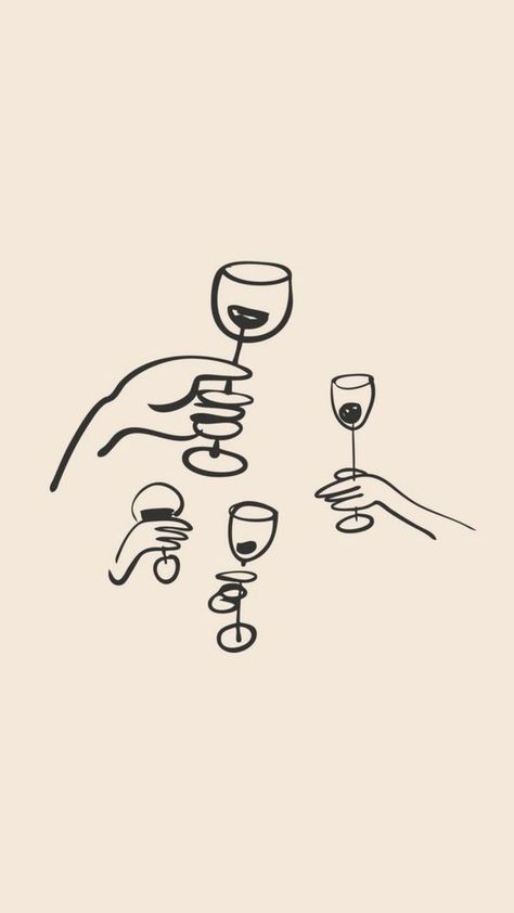 Simple Party Aesthetic, Pouring Wine Illustration, Wine Black And White, Wine Sketch, Unforgettable Tattoo, Wine Drawing, Wine Illustration, Sticker Mule, Casual Outfits Fall