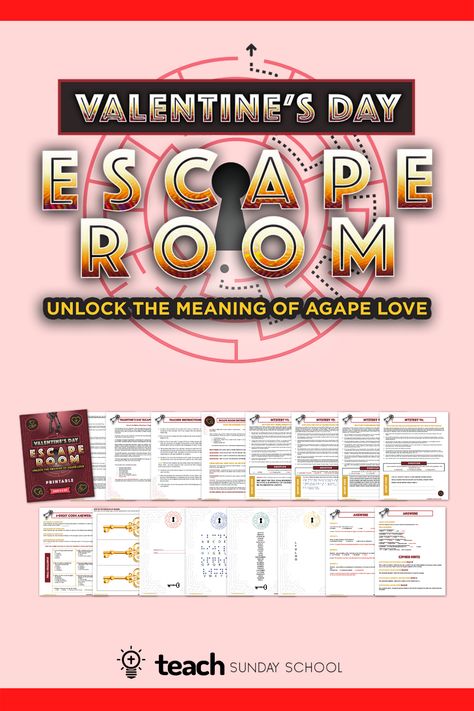 Escape Room Valentine's Day Activity for Kids Valentine’s Day Escape Room For Kids, Youth Group Valentines Party, Valentine Escape Room For Kids, Youth Group Valentines, Virtual Team Building, Diy Escape Room, Agape Love, Valentines Day History, Escape Room For Kids