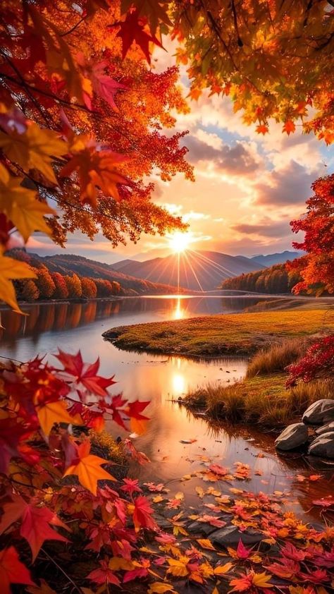 Autumn Pics Nature, Autumn Scenery Landscape, Autumn Trees Photography, Fall Images Autumn Beautiful, Fall Background Images, Fantasy Autumn, Sunrise Images, Fall Landscape Photography, Beautiful Scenery Photography