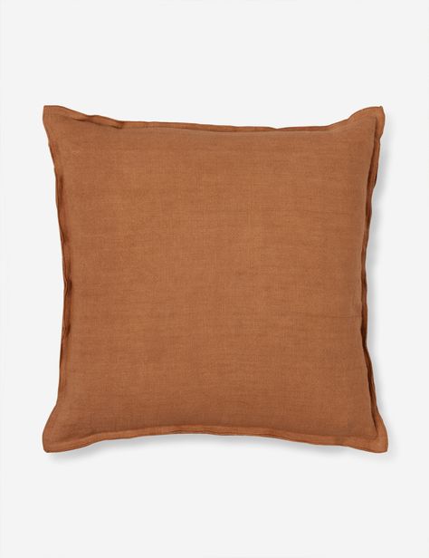 Arlo Linen Throw + Lumbar Pillow Burnt Orange Pillows, Disc Interiors, Bedroom 2024, Long Lumbar Pillow, Orange Pillows, Brown Pillows, Exclusive Furniture, Outdoor Furniture Collections, Linen Throw Pillow