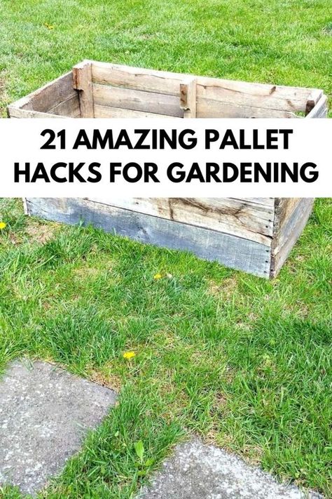 Try some of these genius wood pallet ideas for your garden.  These outdoor weather proof pallet projects are easy and simple! From flower or herb planters to a gardening counter- you'll find a small project to complete this summer! #pallets #garden Outdoor Pallet Planter Ideas, Pallet Crates Diy, Gardening With Pallets, Wooden Pallet Projects Outdoor, Planters From Pallets, Pallet Flower Planter, Pallet Garden Box, Pallet Garden Ideas Diy, Growing Hacks