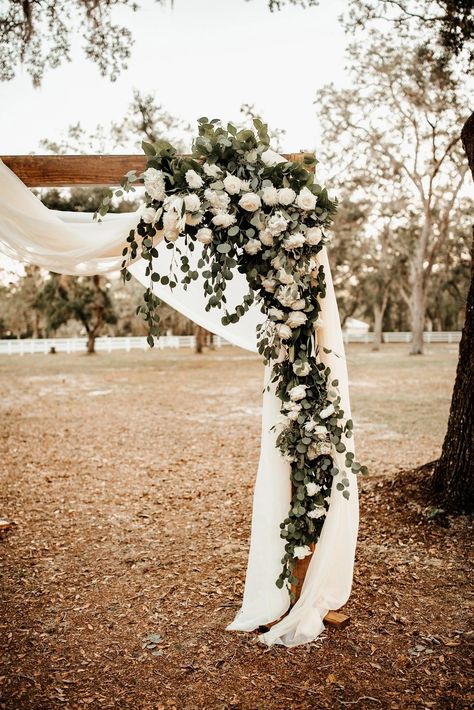 Stone Arch Wedding, Floral Wedding Arch With Draping, Floral Arch Wedding Outdoor, November Wedding Ideas, Winter Wedding Arch, Tiana Wedding, Wedding In Florida, Weddings Idea, Floral Arch Wedding