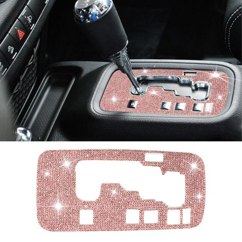 PRICES MAY VARY. [Premium Quality]: Our gear shift box cover trim sticker is made of crystal diamond+soft rubber base, shiny and strong, not easy to fall off, will not fade. Our bing gear shift box frame cover can decorate your car for the long haul. [Decoration and protection]: The gear shift panel trim sticker not only can decorate your shift panel, break your original boring car interior accessories, make your car look more luxurious, but also can cover existing scratches and prevent your gea Car Assories Interior, Car Decorations Exterior, Jeep Decorations Interior, Bling Car Interior, Car Decorations Interior, Pink Car Accessories, Car Needs, Bling Car, Car Things