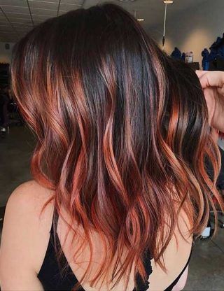 Balayage Hairstyles For Black Hair - Auburn Balayage On Black Hair Auburn Balayage On Black Hair, Balayage On Black Hair, Grey Balayage, Cheveux Oranges, Auburn Balayage, Rambut Brunette, Balayage Hairstyles, Black Hair Balayage, Hairstyles For Black Hair