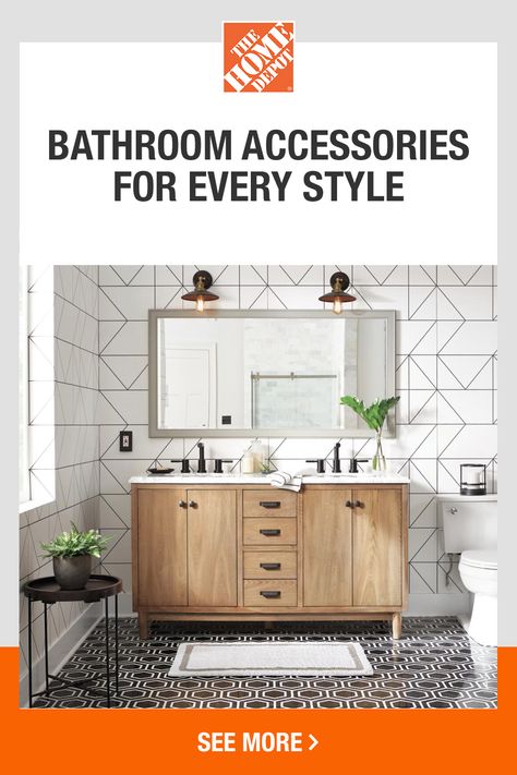 Bathroom Decor Single Sink, Home Depot Bathroom Vanity, Floor Vanity, Home Depot Bathroom, Bathroom Design Small Modern, Modern Small Bathrooms, Kitchen Bathroom Remodel, Smitten Kitchen, Towel Bars