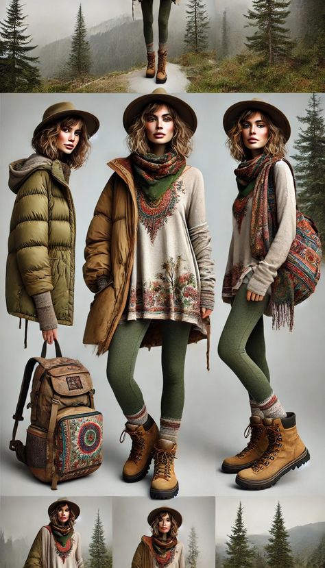 Boho Winter Outfits Bohemian, Winter Hippie Outfits Boho, Hippie Style Winter, Dark Hippie Style, Boho Outfits Winter, Winter Hippie Outfits, Bohemian Winter Outfits, Winter Hippie, Bohemian Winter