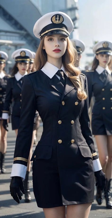 Military Uniform Female, Girl Soldier, Women's Military Uniform, Pilot Uniform, Barbie Wedding Dress, Navy Uniforms, Modern Pinup, Women's Uniforms, Army Women