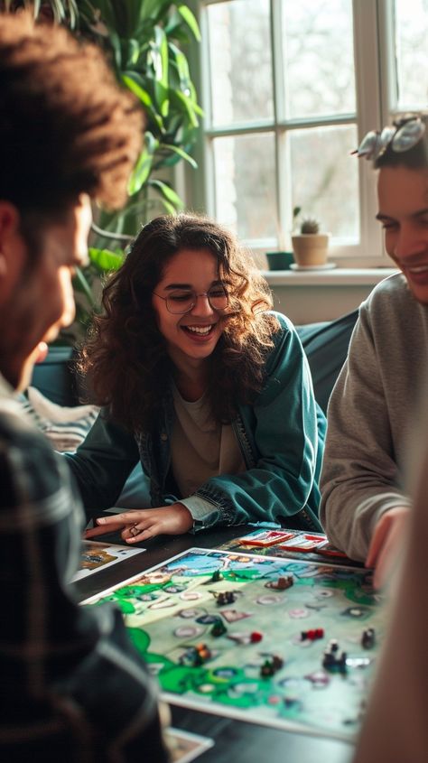 "Board Game Fun: A group of #gamers gathered around the #gamingtable, sharing #joy and strategy over a board game. #friends #boardgame #fun #laughter #strategy #aiart #aiphoto #stockcake ⬇️ Download and 📝 Prompt 👉 https://stockcake.com/i/board-game-fun_144277_18433". Family Board Game Night Aesthetic, Boardgame Photoshoot, Game Night Photoshoot, Social Gathering Aesthetic, Board Game Photoshoot, Romanticise Winter, Board Game Photography, Equal Relationship, Board Games Aesthetic