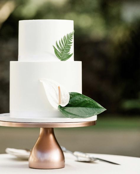 Simple Tropical Wedding Cake, Jungle Wedding Cake, Minimalist Beach Wedding, Hawaii Wedding Cake, Tropical Minimalist, Minimalist Cake, Tropical Wedding Cake, Green Wedding Cake, Palm Wedding