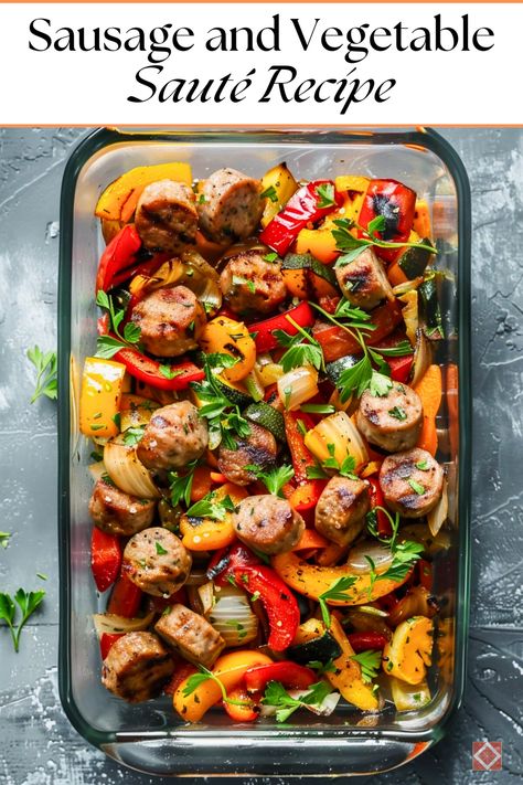 Craving a hearty meal that’s easy to whip up? This One-Pan Sausage and Vegetable Sauté is just what you need! Bursting with flavors from juicy sausage and fresh veggies, this recipe is perfect for busy weeknights. With minimal prep and cleanup, you can enjoy a wholesome, delicious dinner in no time. Plus, it's versatile—customize with your favorite seasonal vegetables for a dish that’s always exciting! #FoodRecipes #OnePanMeals #HealthyDinners Italian Sausage And Vegetables Recipes, Roast Sausage And Veggies, Sausage And Roasted Veggies, Sausage And Veggies Skillet, Easier Dinners, Sausage Recipes Healthy, Sausage And Vegetables, Pan Sausage, Veggie Skillet